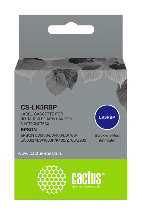 

Картридж ленточный Cactus CS-LK3RBP черный для Epson LW300/LW400/LW700/LW600P/LW1000P, CS-LK3RBP