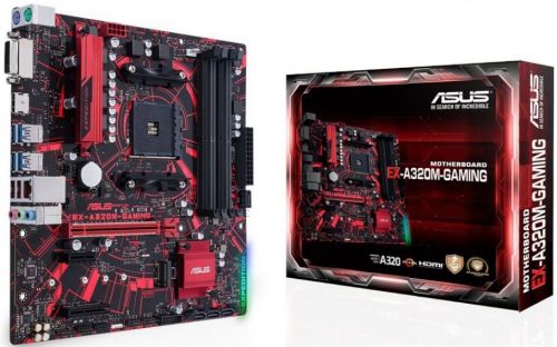 Материнская плата mATX ASUS EX-A320M-GAMING (AMD AM4,A320,4*DDR4(3200),4*SATA 6G,M.2,3*PCI-E,7.1CH,G