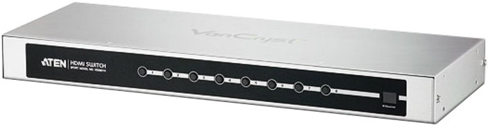 

Переключатель KVM Aten VS0801H-AT-G switch, HDMI, 8>1 монитор/port, без шнур., (20 м.(24AWG)/15 м.(28AWG);1900x1200 60Hz;HDTV 480p/720p/1080i/1080p;пу, VS0801H-AT-G