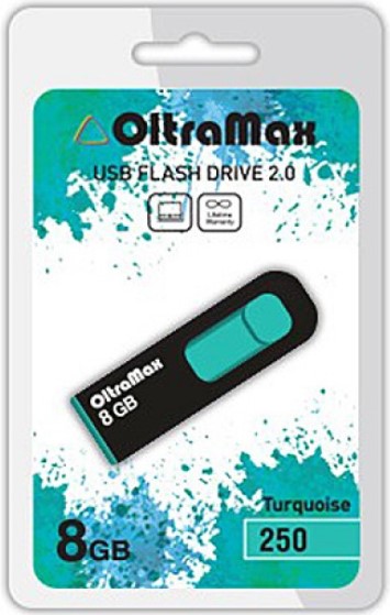 Накопитель USB 2.0 8GB OltraMax OM-8GB-250-Turquoise 250, бирюзовый