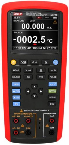 Калибратор UNI-T UT725 калибровка мА, Вт, температура, частота, сопративление, цвет красный/черный
