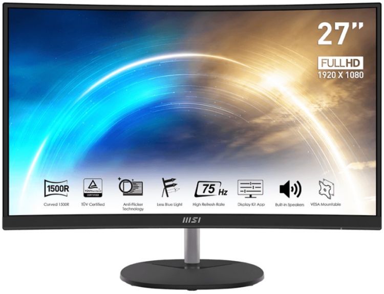 

Монитор 27" MSI PRO MP271CA 9S6-3PA8CT-048 16:9 FHD, VA Curve 1500R, 1ms(MPRT), 3000:1, 100M:1, 250nit, 178/178, HDMI, DP, Tilt, VESA, 75Hz, Black, PRO MP271CA