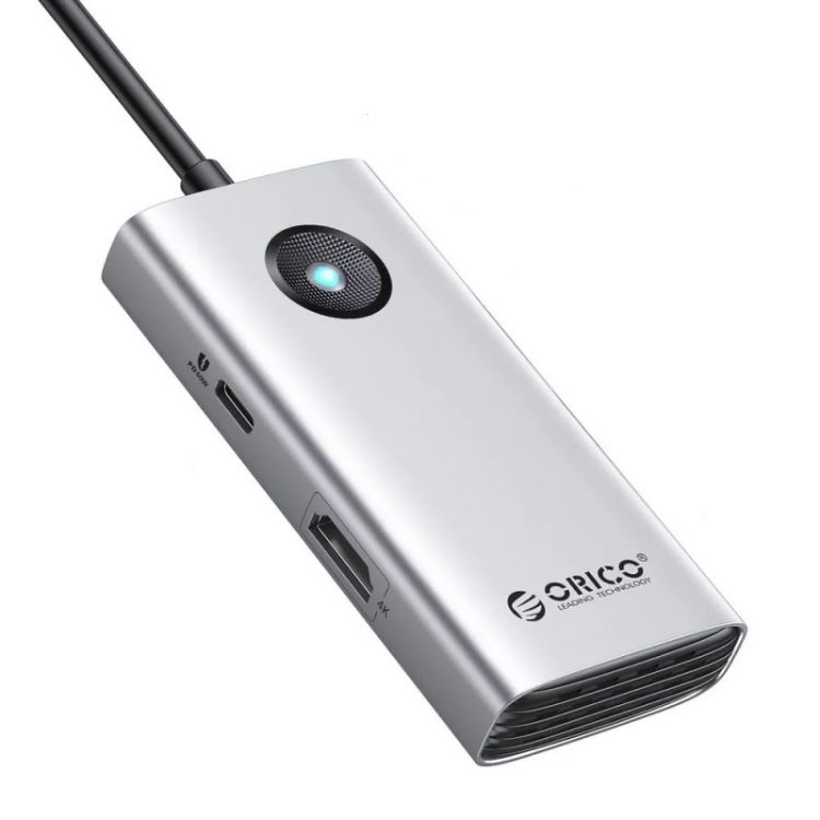 

Док-станция Orico PW11-5P 5-в-1, 1*USB-A 3.0, 5 Гбит/с, 2*USB-A 2.0, 480 Мбит/с, 1*USB-C PD 60 Вт, 1*HDMI 4K/60Гц, серебристая, PW11-5P