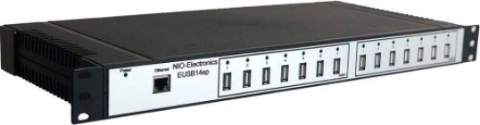 Концентратор Nio-Electronics NIO-EUSB 14EP 14*USB 2.0, RJ-45, БП, цвет черный