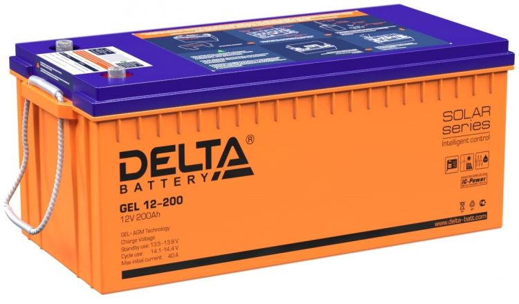 Батарея Delta GEL 12-200 12В, 200Ач, цвет оранжевый