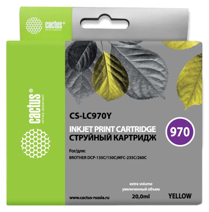 

Картридж Cactus CS-LC970Y желтый для Brother MFC-260c/235c/DCP-150c/135c (20мл), CS-LC970Y