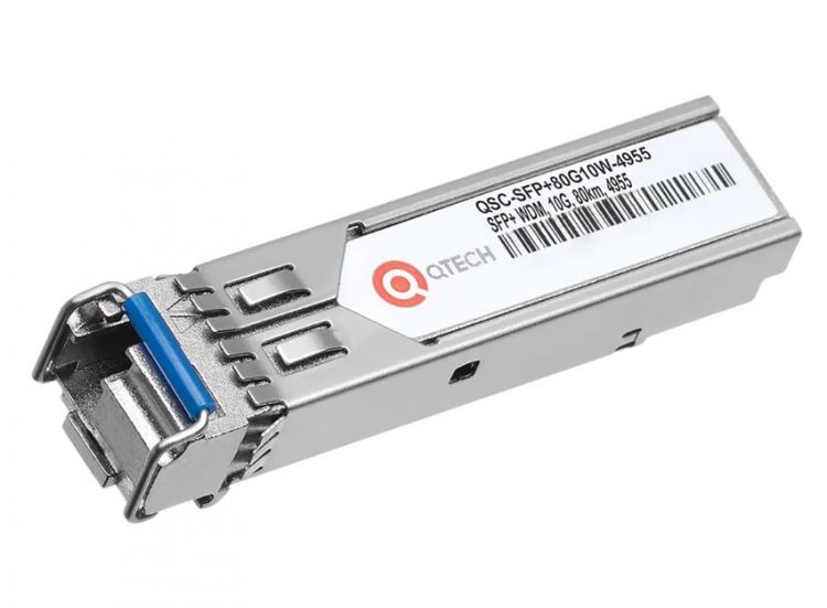 

Модуль SFP+ QTECH QSC-SFP+80G10W-4955 WDM BIDI, 80 км, 10 Гбит/c, TX=1490/RX=1550 нм, DFB, PIN, LC, QSC-SFP+80G10W-4955