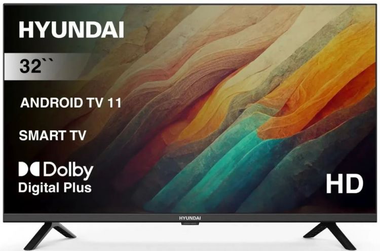 Телевизор Hyundai H-LED32BS5002 LED 32" Android TV Frameless черный HD 60Hz DVB-T2 DVB-C DVB-S DVB-S2 USB WiFi Smart TV