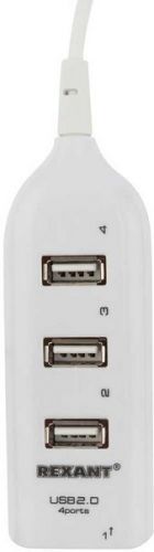 Разветвитель USB 3.0 Rexant 18-4105-1 USB 2.0 на 4 порта белый