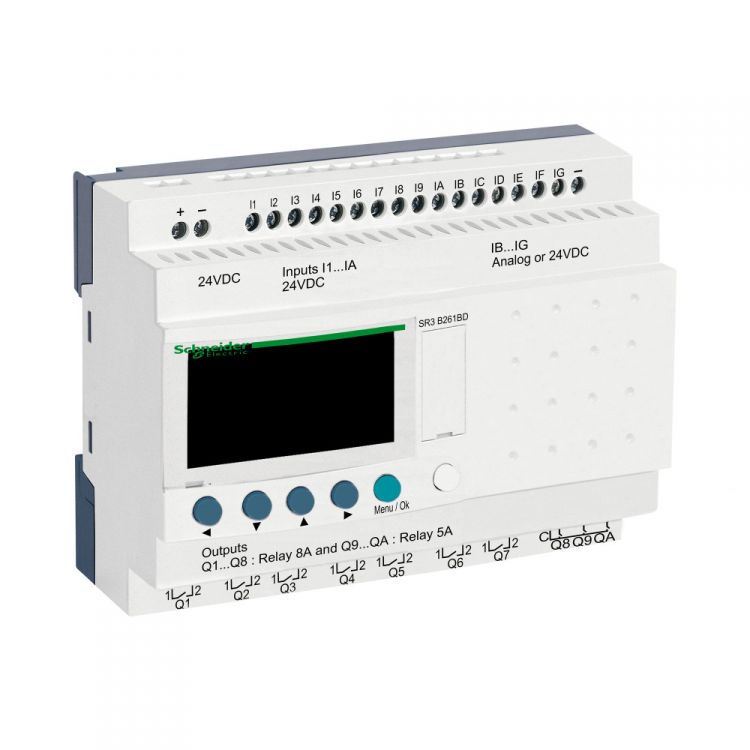 

Реле Schneider Electric SR3B261BD интеллектуальное Zelio Logic 26 I/O 24V (DC), SR3B261BD