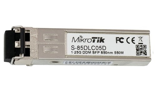 

Модуль SFP Mikrotik S-85DLC05D MM, с двойным разъемом LC,на расстояние до 550 метров, работает в волновом спектре 850nm, S-85DLC05D