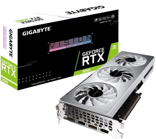 Видеокарта PCI-E GIGABYTE GeForce RTX 3060 VISION OC (GV-N3060VISION OC-12GD) 12GB GDDR6 192bit 8nm 1320/15000MHz 2*HDMI/2*DP RTL GeForce RTX 3060 VISION OC (GV-N3060VISION OC-12GD) - фото 1
