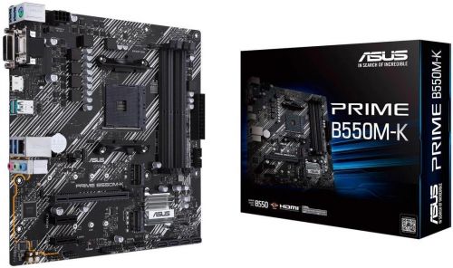 Материнская плата mATX ASUS PRIME B550M-K (AM4, AMD B550, 4*DDR4(4800), 4*SATA 6G RAID, 2*M.2, 3*PCI