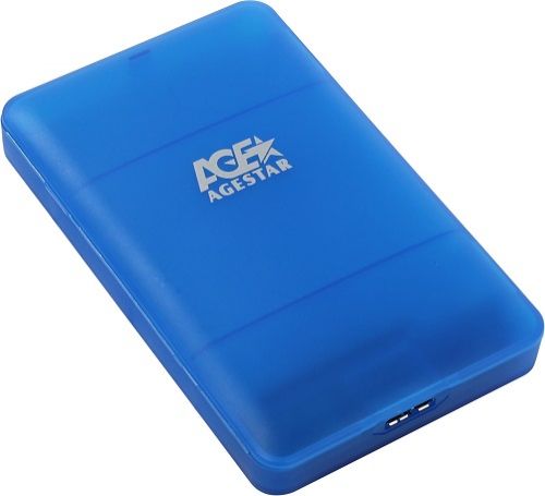 Внешний корпус для HDD SATA 2.5” AgeStar 3UBCP3 для HDD/SSD SATA 6Gb/s 2.5", USB 3.0, пластик, синий