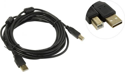 Кабель интерфейсный USB 2.0 5bites UC5010-050A AM-BM, ferrite, 5M, черный