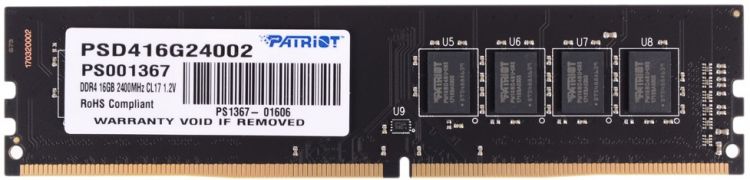 

Модуль памяти DDR4 16GB Patriot Memory PSD416G24002 Signature Line PC4-19200 2400MHz CL17 1.2V RTL, PSD416G24002