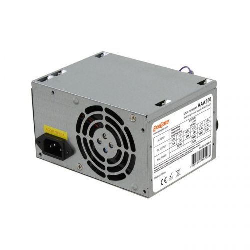 Блок питания ATX Exegate AAA350 ES259589RUS-S 350W, SC, 8cm fan, 24p+4p, 2*SATA, 1*IDE + кабель 220V