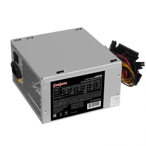 Блок питания ATX Exegate UN550 EX282069RUS-S 550W, SC, 12cm fan, 24p+4p, 6/8p PCI-E, 3*SATA, 2*IDE,