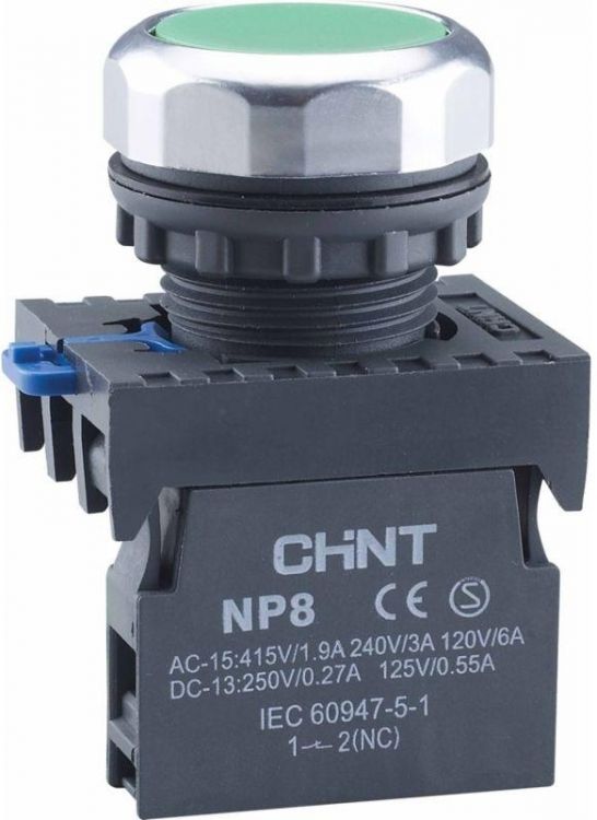 

Кнопка управления CHINT 667240 NP8-10BND 1НО зел. AC/DC 24В(LED) IP65, 667240