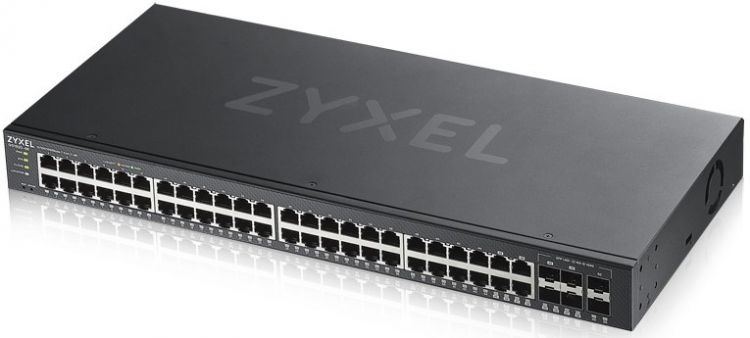 

Коммутатор управляемый ZYXEL GS1920-48V2-EU0101F интеллектуальный Gigabit Ethernet с 48 разъемами RJ-45 из которых 4 совмещены с SFP-слотами и 2 допол, GS1920-48V2-EU0101F