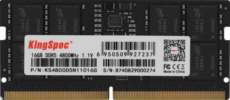 

Модуль памяти SODIMM DDR5 16GB KINGSPEC KS4800D5N11016G PC5-38400 4800MHz CL40 1.1В 288-pin single rank Ret, KS4800D5N11016G