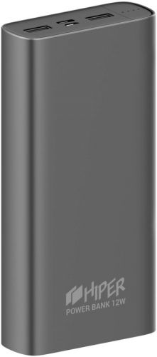 Аккумулятор внешний универсальный HIPER METAL20K SPACE GRAY Li-Pol 20000mAh 2.1A+2.1A 2*USB, Micro-USB серый