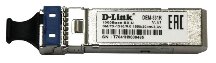 

Трансивер D-link 331R/20KM/A1A WDM SFP с 1 портом 1000Base-BX-D (Tx:1310 нм, Rx:1550 нм) для одномодового оптического кабеля (до 20 км), 331R/20KM/A1A