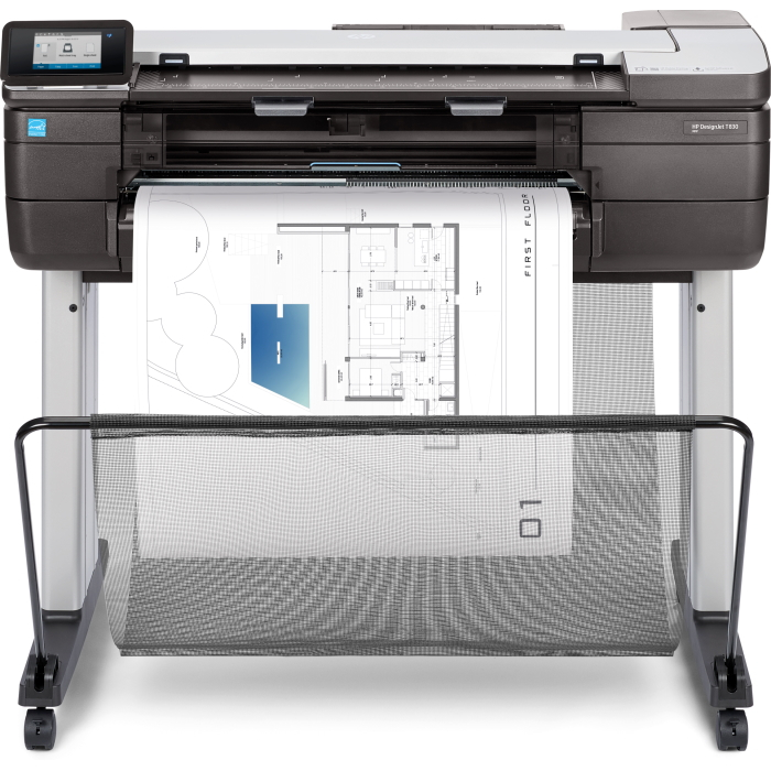 МФУ HP DesignJetT830 MFP F9A28D (p/s/c, 24",4color,2400x1200dpi,1Gb,26spp(A1 drawingmode),USB/GigEth/Wi-Fi,stand,mediabin,rollf eed,sheetfeed,tray50(A