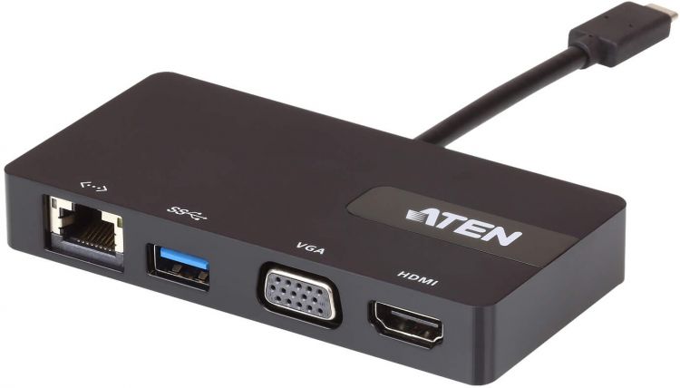 Док-станция Aten UH3232-AT 4хUSB 3.1 Gen 1+VGA+HDMI+RJ45, питание от шины, некаскадируемый