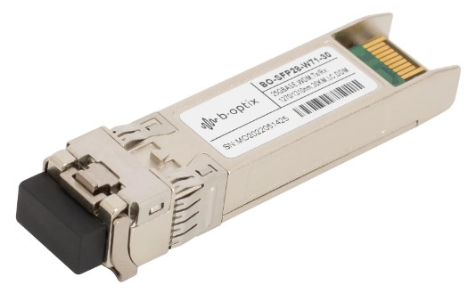 

Модуль SFP28 B-OptiX BO-SFP28-W71-30 WDM, 25GBASE, разъем LC, дальность до 30км, 1270нм, BO-SFP28-W71-30