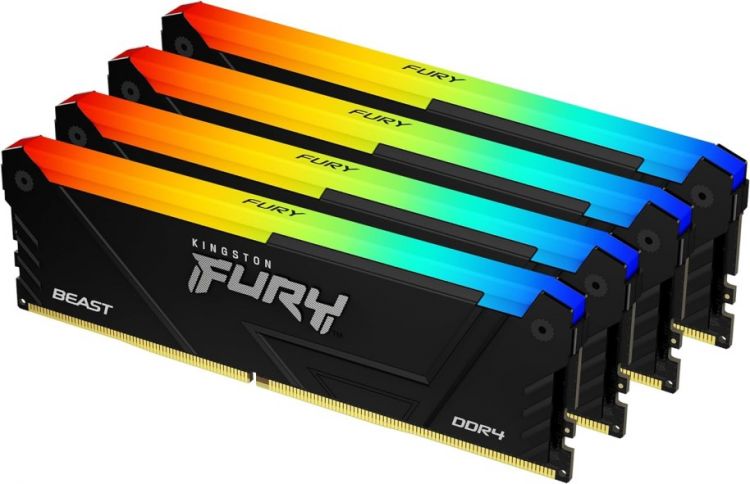 цена Модуль памяти DDR4 32GB (4*8GB) Kingston FURY KF436C17BB2AK4/32 Beast RGB Black XMP 3600MHz CL17 1RX8 1.35V 8Gbit