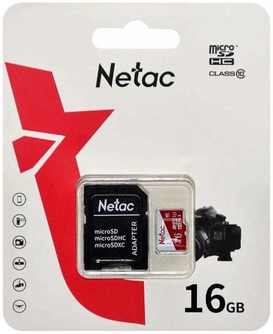 

Карта памяти MicroSDHC 16GB Netac NT02P500ECO-016G-R P500 Eco Class 10 + SD адаптер, NT02P500ECO-016G-R