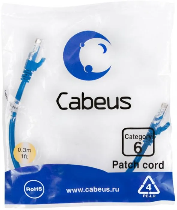 Cabeus PC-UTP-RJ45-Cat.6-0.3m-BL-LSZH