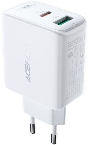 Зарядное устройство сетевое ACEFAST A5 двухпортовое, 32W, USB Type-C/USB Type-A, белое