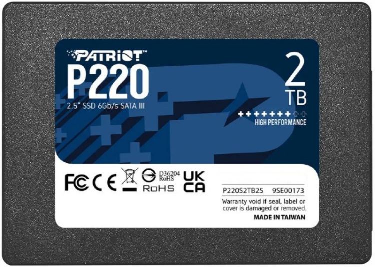 Накопитель SSD 2.5'' Patriot Memory P220S2TB25 P220 2TB SATA 6Gb/s 550/500MB/s IOPS 50K/50K 960 TBW