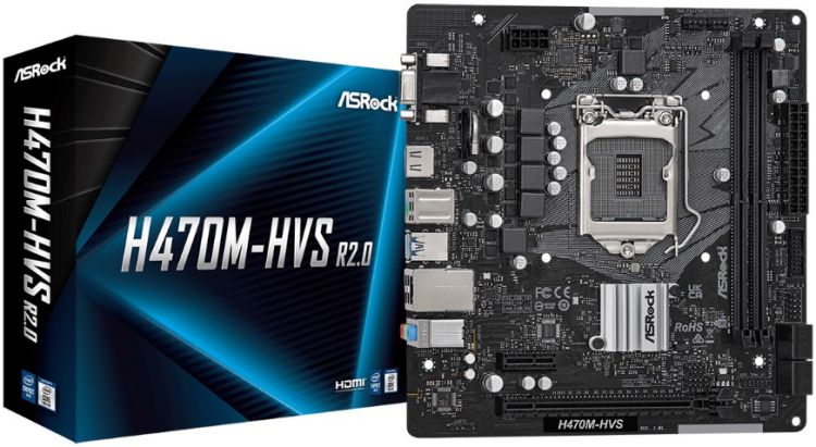 

Материнская плата mATX ASRock H470M-HVS R2.0 (LGA1200, H470, 2*DDR4 (2933), 4*SATA 6G RAID, 2*PCIE, Glan, D-Sub, HDMI, 2*USB 3.2, 4*USB 2.0), H470M-HVS R2.0