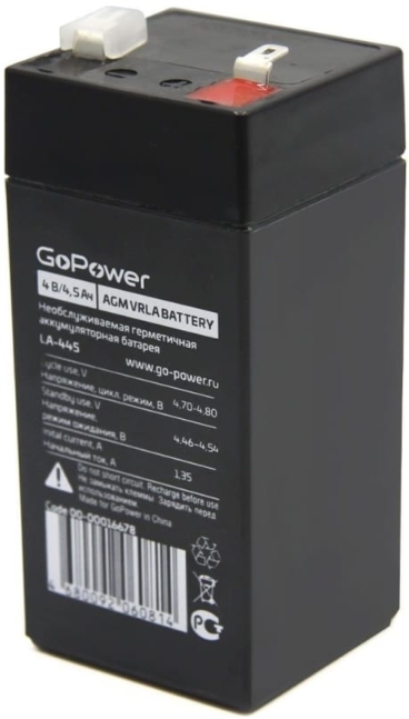 

Аккумулятор GoPower LA-445 00-00016678 свинцово-кислотный 4V 4.5Ah (1/20), LA-445