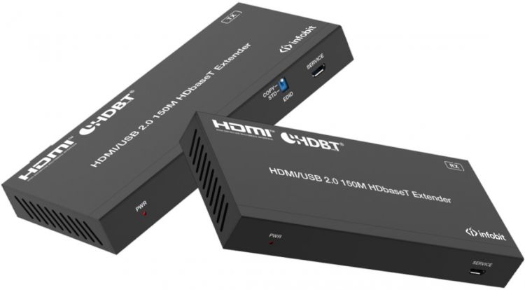 

Удлинитель HDMI Infobit E150U2 HDMI (Tx и Rx) 18,0 Гбит/с, 1080p до 150 м, 4K/60 до 120 м, двунаправленный ИК, POC, KVM, HDCP 2.3. USB 2.0 поддержка с, E150U2