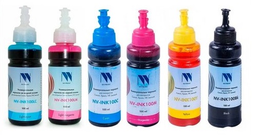 

Чернила NVP NV-INK100-6 универсальные на водной основе для аппаратов Epson, комплект 6 цветов по 100 ml, NV-INK100-6