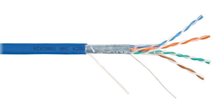 

Кабель витая пара F/UTP 5e кат. 4 пары NIKOMAX NMC 4200C-BL 24AWG(0.51 мм), медь, одножильный (solid), внутренний, полимерный материал, нг(A)-HF, сини, NMC 4200C-BL