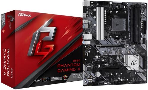 Материнская плата ATX ASRock B550 PHANTOM GAMING 4 (AM4, AMD B550, 4*DDR4(4733+), 6*SATA 6G RAID, 2*