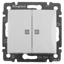 

Выключатель Legrand 774428 Valena CLASSIC - 2-клавишный с подсветкой, 10 A, 250 В~, белый, 774428