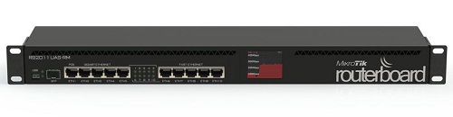 

Маршрутизатор Mikrotik RouterBOARD RB2011UiAS-RM порты: (5) 10/100, (5) 10/100/1000 Mbit/s; Atheros AR9344 600MHz; 128MB RAM; OS: L5, RouterBOARD RB2011UiAS-RM