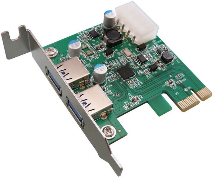 цена Контроллер расширения ORIENT NC-3U2PELP PCI-Ex, USB 3.0 (USB 3.1 Gen1) 2ext port Low Profile, NEC D720200 chipset, разъем доп.питания, oem