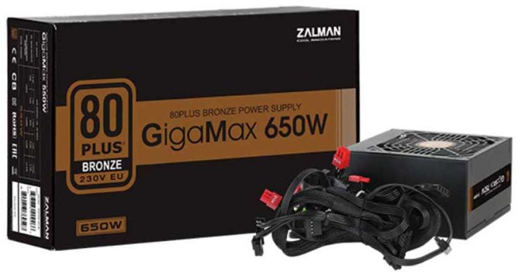 

Блок питания ATX Zalman ZM650-GVII 650W, EPS, APFC, fan 120mm, 80+ Bronze, Retail, ZM650-GVII