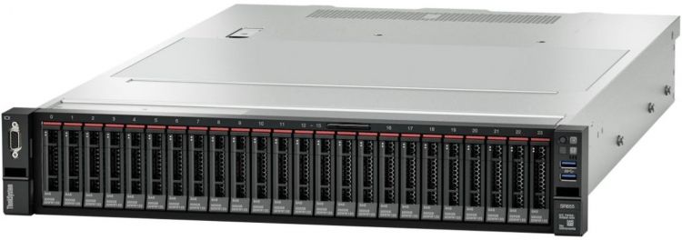 Серверная платформа 2U Lenovo ThinkSystem SR655 7Z01S60900-PL Rack 2U,1xEPYC 7702P 64C (2.0GHz/200W),16xDIMM DDR4 UP to 2TB,16xSFF SAS/SATA,2x25GbE SF сервер openyard rs2b3i 56 00 00003372 2u 24sff sas sata 2x4309y 4x32gb rdimm hw raid 1gb cash with batt 2x480gb sata ssd 1 3 dwpd 4x1 92tb sata ssd