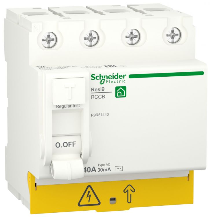 

Выключатель дифференциального тока (ВДТ, УЗО) Schneider Electric RESI9 40А 4P 30мА тип AC, RESI9