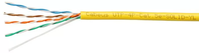 Cabeus UTP-4P-Cat.5e-SOLID-YL-100