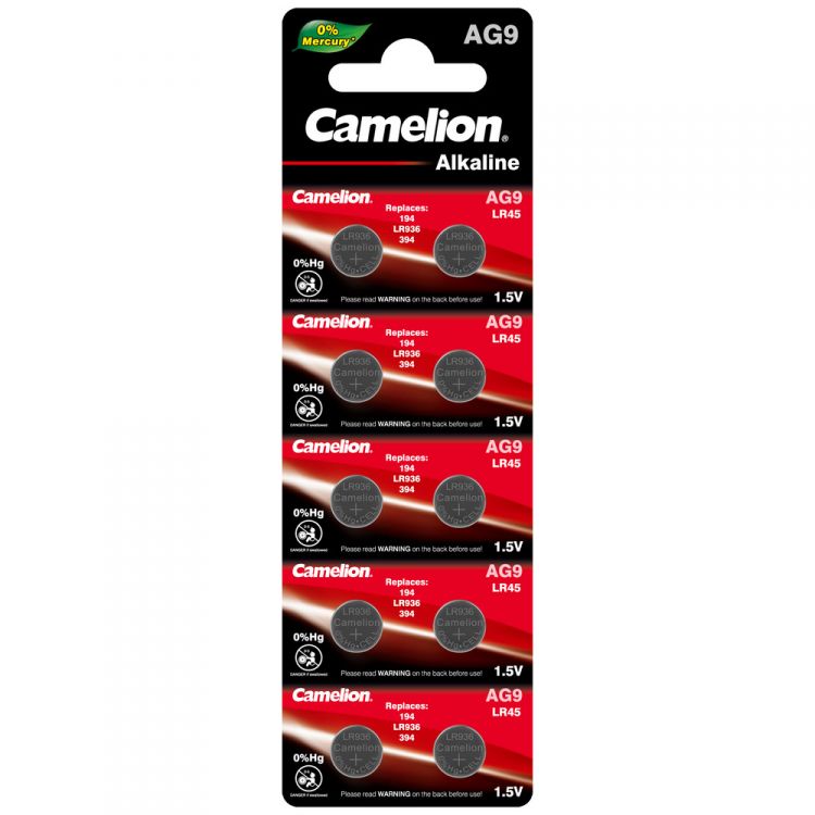 Батарейка Camelion AG9-BP10(0%Hg) Mercury Free LR936/AG9, 1,5 В, 60 мА.ч, 10 шт в упаковке (12817)