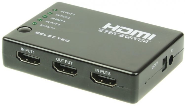 Коммутатор OSNOVO SW-Hi5012 HDMI (5вх./1вых.) с поддержкой HDMI 1.4, HDCP 1.2, разрешение до 4Kx2K(30Гц) hdmi коммутатор avclink hdmi коммутатор hs 41mv